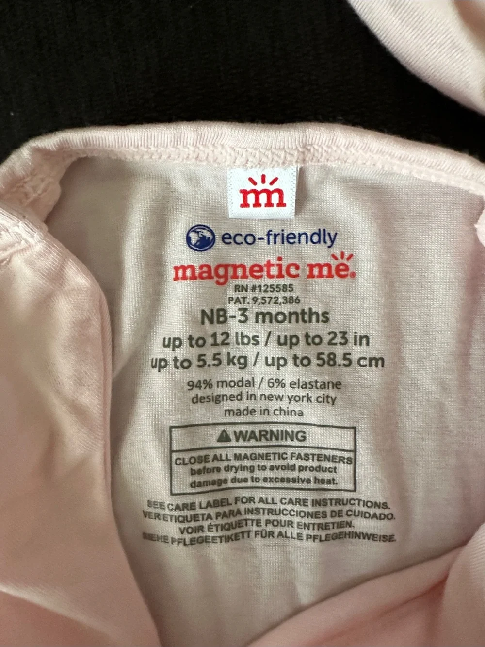 Pink magnetic me sleep sack